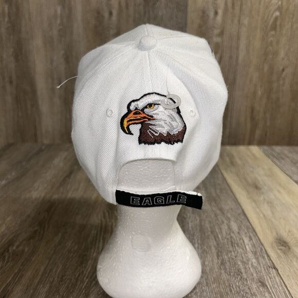 Waving USA American Bald Eagle White Embroidered Baseball Cap Hat 100% Cotton - Picture 5 of 11